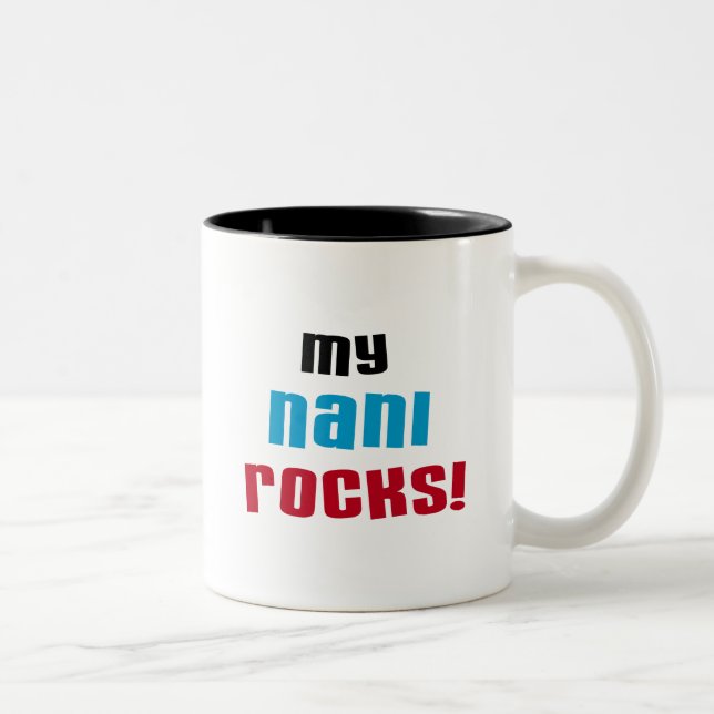 Meine Nani Rocks T - Shirt und Geschenke Zweifarbige Tasse (Rechts)