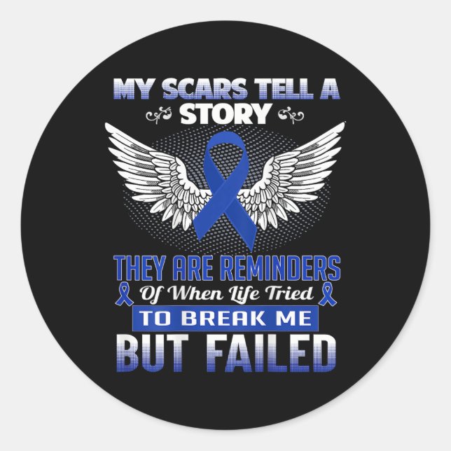 Meine Narben erzählen eine Geschichte - Colon Canc Runder Aufkleber (Vorderseite)