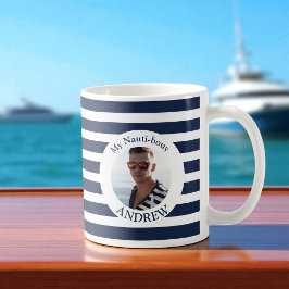 Meine Nauti-Bouy Navy Blue Striped Foto Tasse