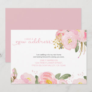 Meine neue Adresse Floral Pink Gold Umzug Ankündigung