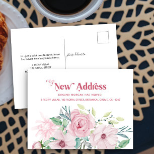 Meine neue Adresse Pfingstrosen Blumen Umzugsmeldu Ankündigungspostkarte