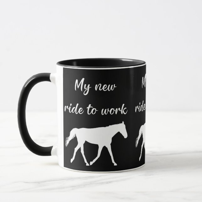 Meine neue Reise zur Arbeit bei Pferdefreude Tasse (Links)