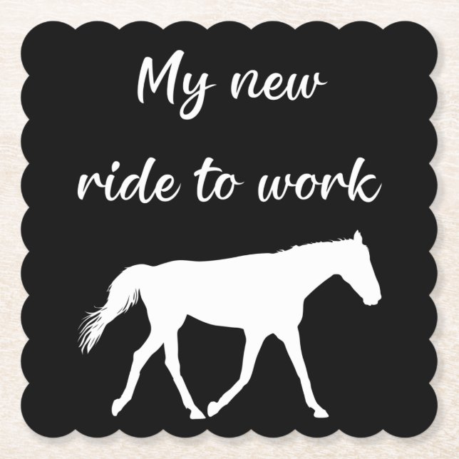 Meine neue Reise zur Arbeit bei Pferdefreude Untersetzer (Vorderseite)