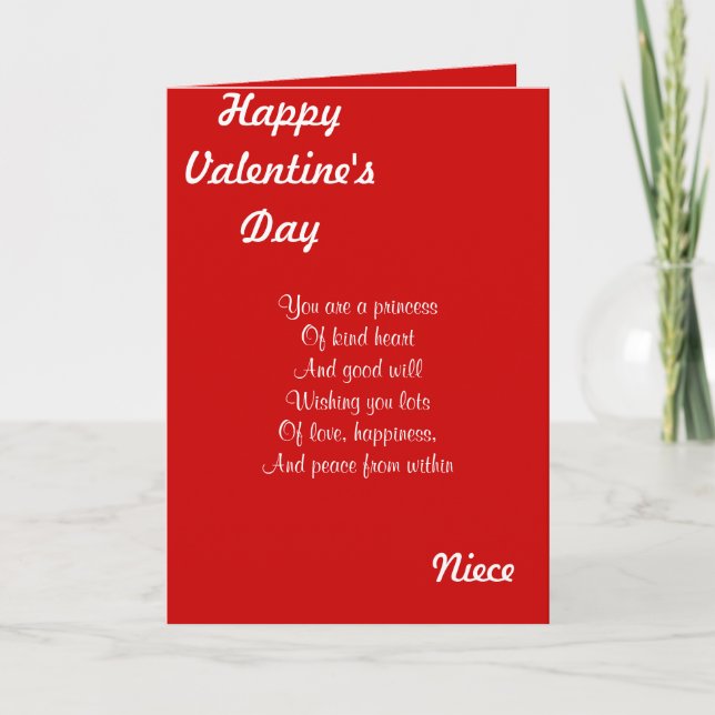 Meine Nichte am Valentinstag Feiertagskarte (Vorderseite)