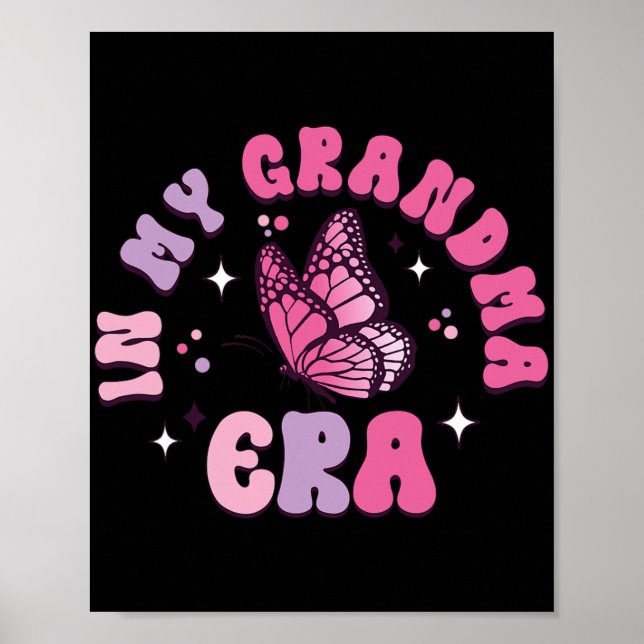 Meine Oma Era Funny Butterfly Groovy Retro Mutter Poster (Vorne)