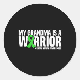 Meine Oma ist eine geistige und grüne Ribbon-Psych Runder Aufkleber