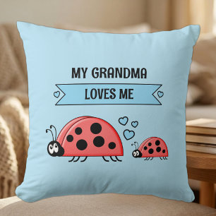 Meine Oma liebt mich Marienkäfer blau Baby Kissen
