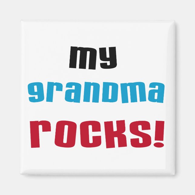Meine Oma Rocks T - Shirt und Geschenke Magnet (Vorne)