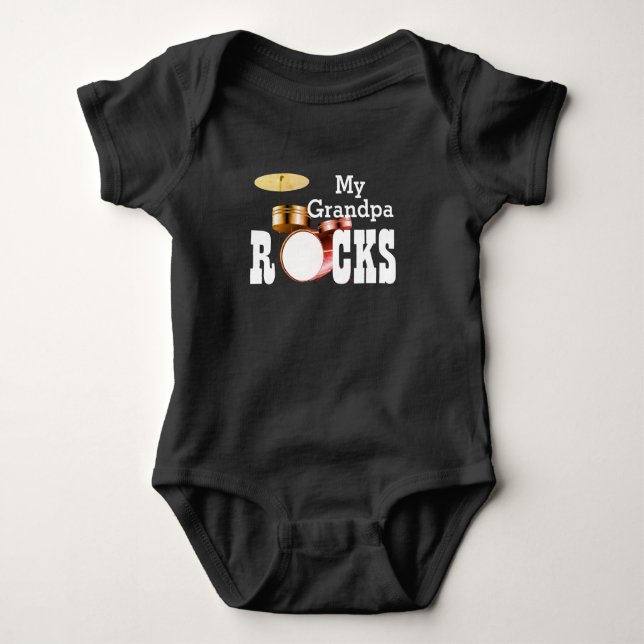 "Meine Opa Rocks!" mit Drum Set Baby Bodysuit Baby Strampler (Vorderseite)