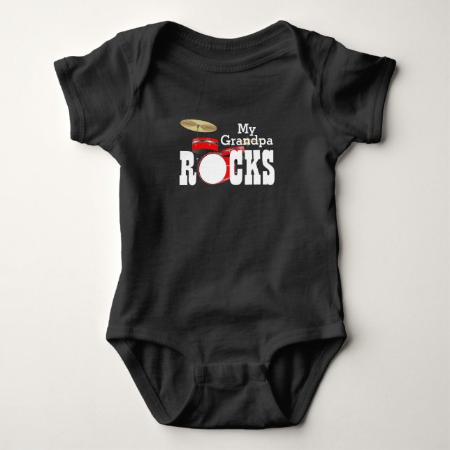 "Meine Opa Rocks!" mit Drum Set Baby Bodysuit Strampler (Vorderseite)