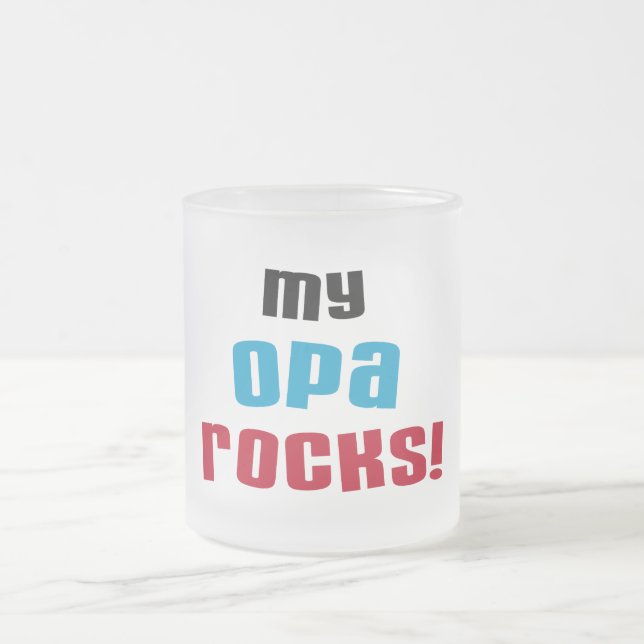 Meine Opa Rocks T - Shirt und Geschenke Mattglastasse (Mittel)