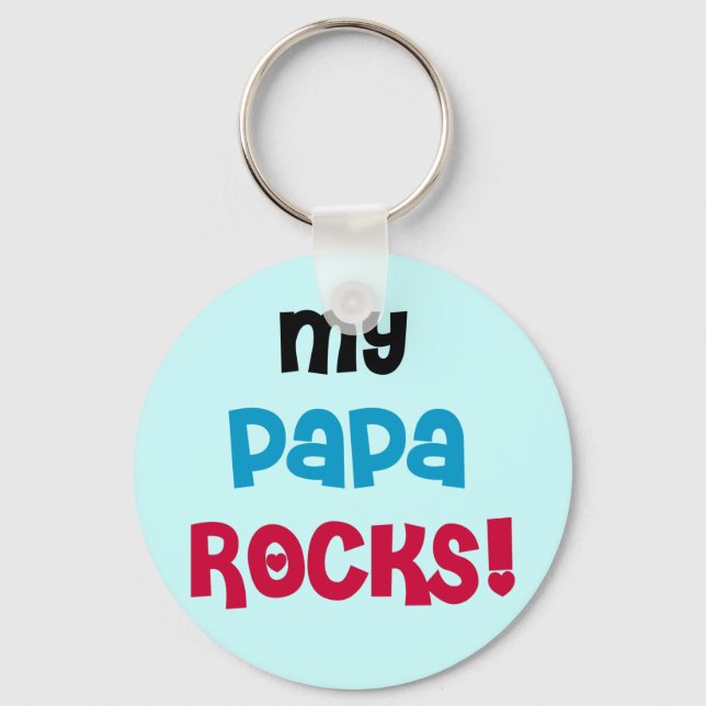 Meine Papa Rocks T - Shirt und Geschenke Schlüsselanhänger (Vorderseite)
