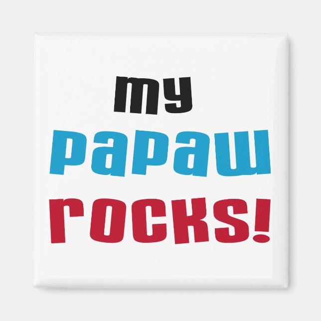 Meine Papaw Rocks T - Shirt und Geschenke Magnet (Vorne)