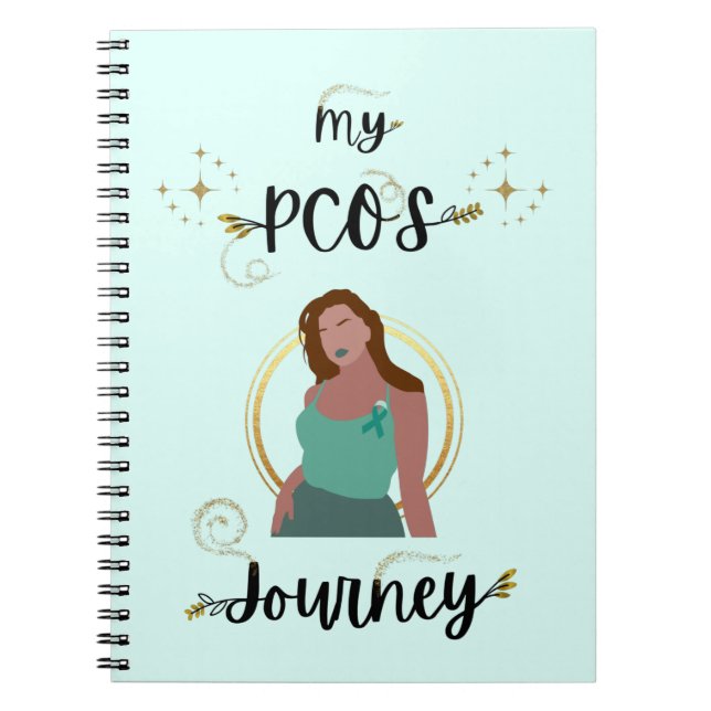 Meine PCOS Reise Gold Glitzer Glitzern Aquamarin R Notizblock (Vorderseite)