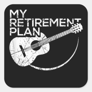 Meine Pensionsplan Gitarre Funny Musicians Quadratischer Aufkleber