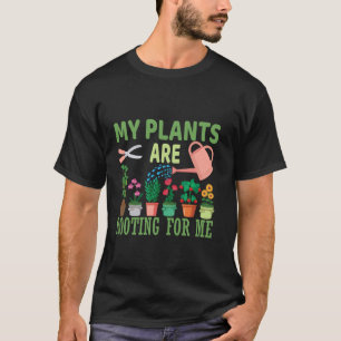 Meine Pflanzen unterstützen mich Gartenliebhaber L T-Shirt