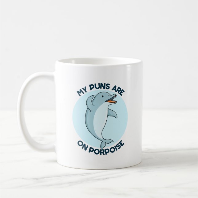 Meine Ponnen sind auf Porpoise Funny Animal Puff Kaffeetasse (Links)