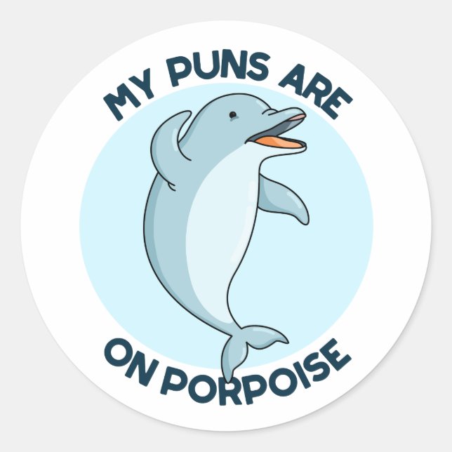 Meine Ponnen sind auf Porpoise Funny Animal Puff Runder Aufkleber (Vorderseite)