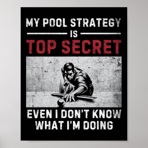 Meine Pool-Strategie Vintage-Poolspieler Lustiger Poster