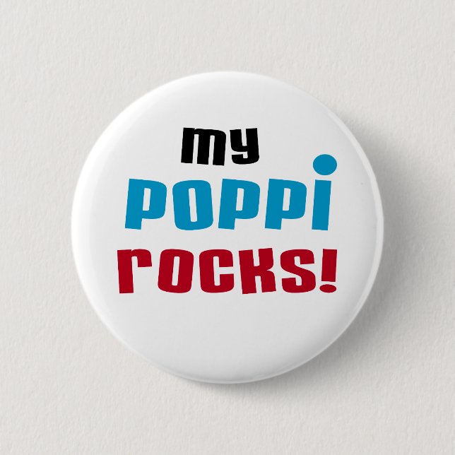 Meine Poppi Rocks T - Shirt und Geschenke Button (Vorderseite)