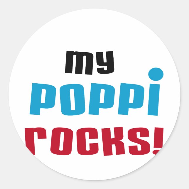 Meine Poppi Rocks T - Shirt und Geschenke Runder Aufkleber (Vorderseite)