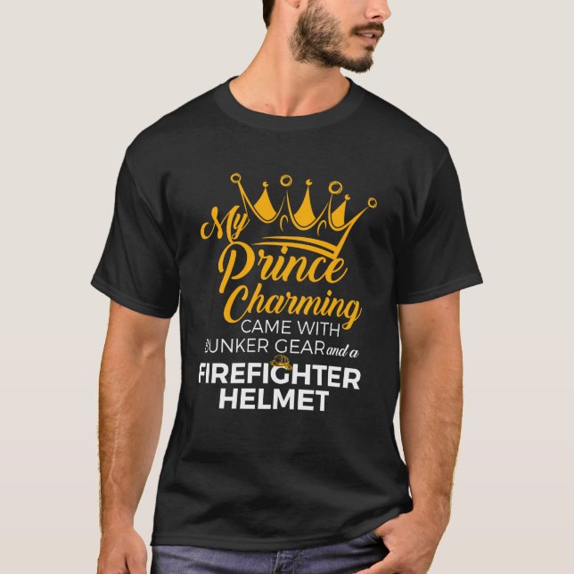 Meine Prinzessin charmant Feuerwehrfrau-Ehefrau T-Shirt (Vorderseite)