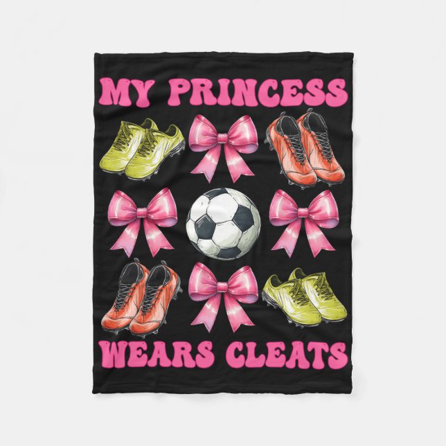 Meine Prinzessin trägt Stollen Fußballmutter Mutte Fleecedecke (Vorderseite)