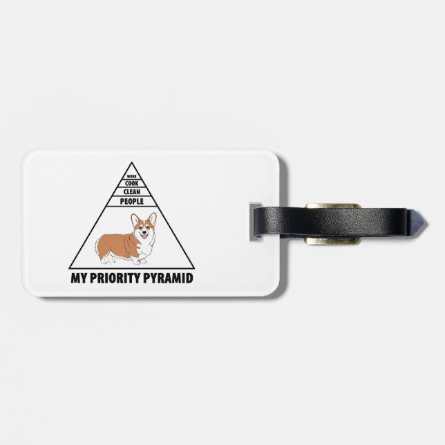 Meine Prioritätenpyramide Corgi Gepäckanhänger (Rückseite horizontal)