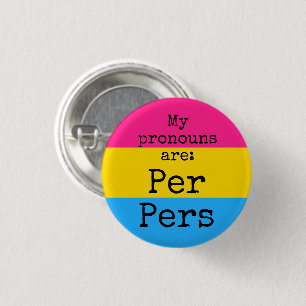 Meine Pronomen sind: Per Pers - pansexuelle Flagge Button