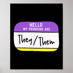 Meine Pronomen Sind Sie Sie Gender Nonbinary Stolz Poster