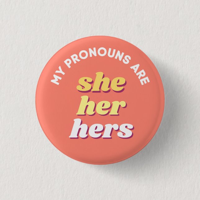 Meine Pronomen sind sie/sie/ihr Retro Pronoun Button (Vorderseite)