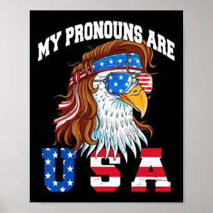 Meine Pronomen Sind Usa Adler Amerikanisch Lustig Poster