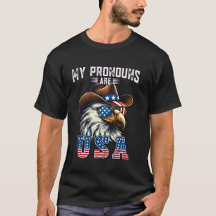 Meine Pronomen Sind USA Adler Amerikanischer Cowbo T-Shirt