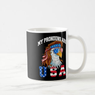 Meine Pronomen sind Usa Eagle American Funny 4. Ju Kaffeetasse