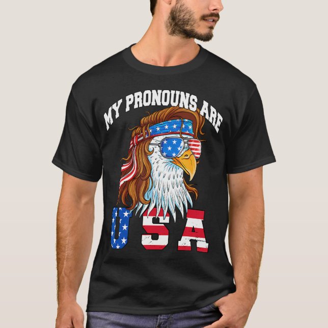 Meine Pronomen sind Usa Eagle American Funny 4th o T-Shirt (Vorderseite)