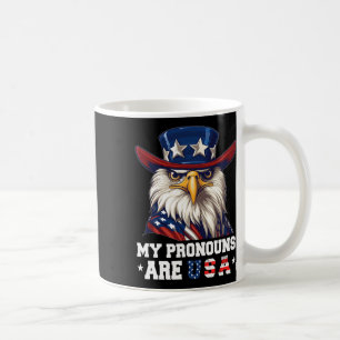 Meine Pronomen sind Usa Funny Eagle 4 Juli Amerika Kaffeetasse