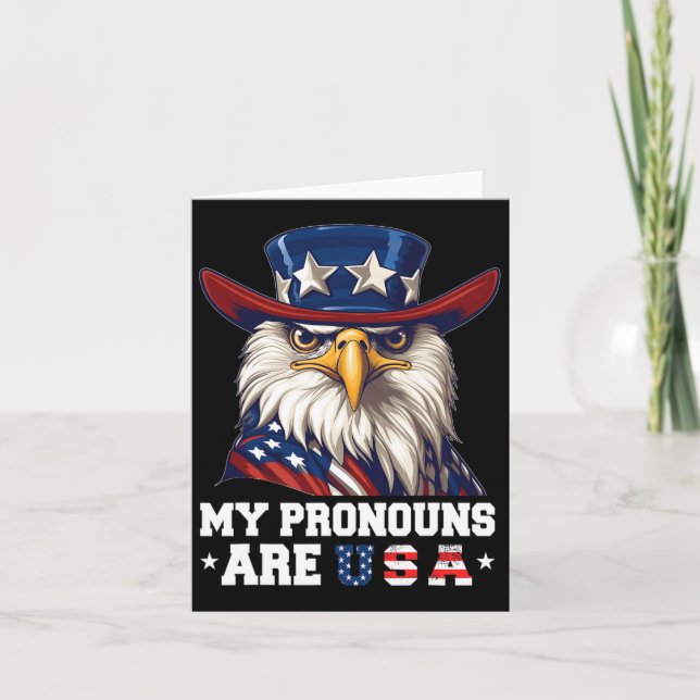 Meine Pronomen sind Usa Funny Eagle 4 Juli Amerika Karte (Vorderseite)