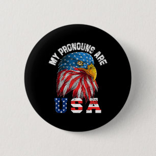 Meine Pronomen Sind Usa Lustiger Adler 4. Juli Ame Button