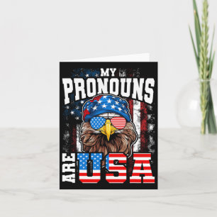 Meine Pronomen sind Usa Patriotic Eagle Funny 4. J Karte