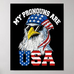 Meine Pronomen sind Usa Patriotic Eagle Funny 4. J Poster