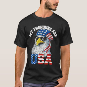 Meine Pronomen Sind Usa Patriotischer Adler Lustig T-Shirt