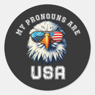 Meine Pronomen Sind USA Runder Aufkleber