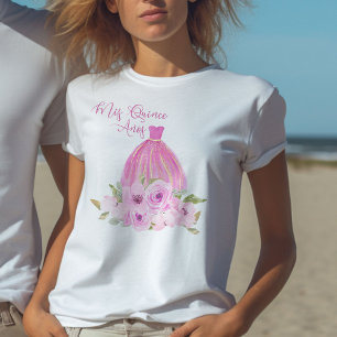 Meine Quince Anos Pinke Prinzessin Floral 15. Gebu T-Shirt