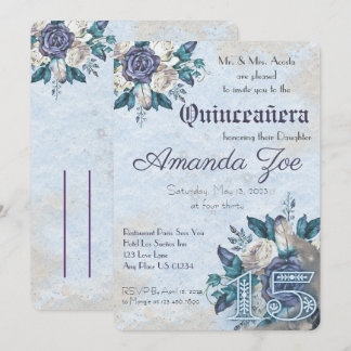 Meine Quince Dusty Blue Floraleinladung Einladung