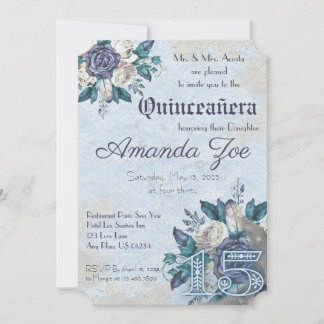 Meine Quince Dusty Blue Floraleinladung Einladung