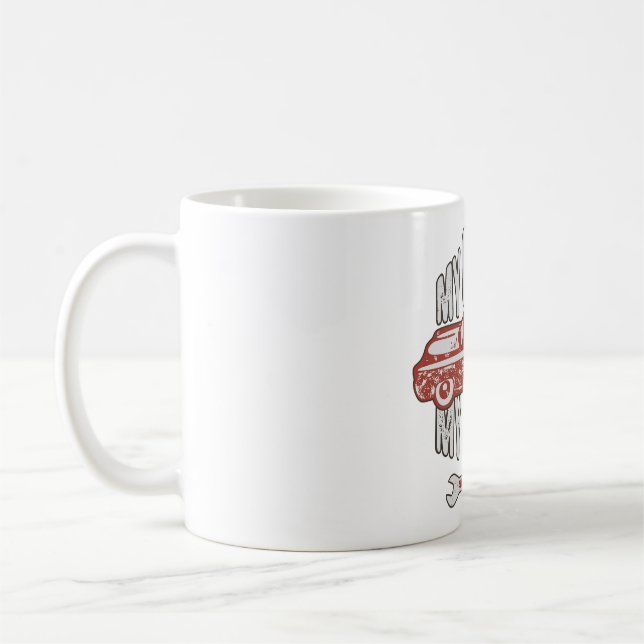 Meine Regeln Klassisches rotes Auto Retro Mechanik Kaffeetasse (Links)