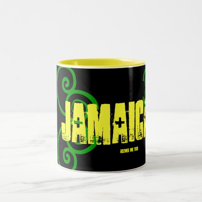 "Meine Reise nach JAMAICA 2010" Jamaikanische kelt Zweifarbige Tasse (Mittel)