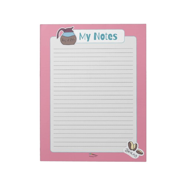 Meine rosa Kaffeebeschriften Notizblock (Rotiert)