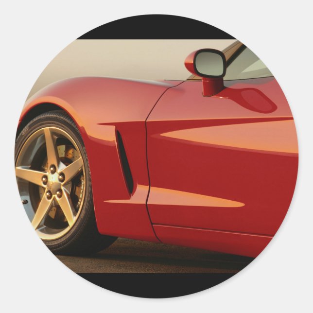 Meine rote Korvette Runder Aufkleber (Vorderseite)