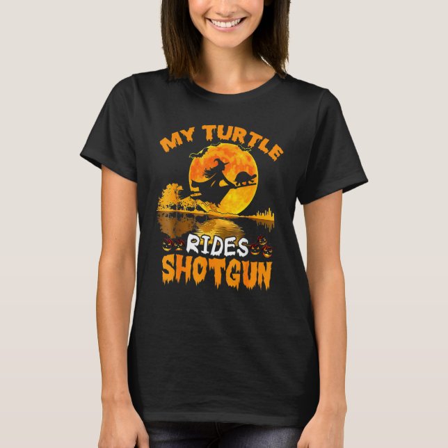 Meine Schildkrötenfahrt Shotgun Hexe Fly Broomstic T-Shirt (Vorderseite)